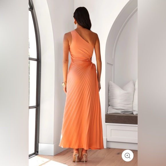 Hello Molly One-Shoulder Peach / Orange Bridesmaid Dress - Picture 2 of 8